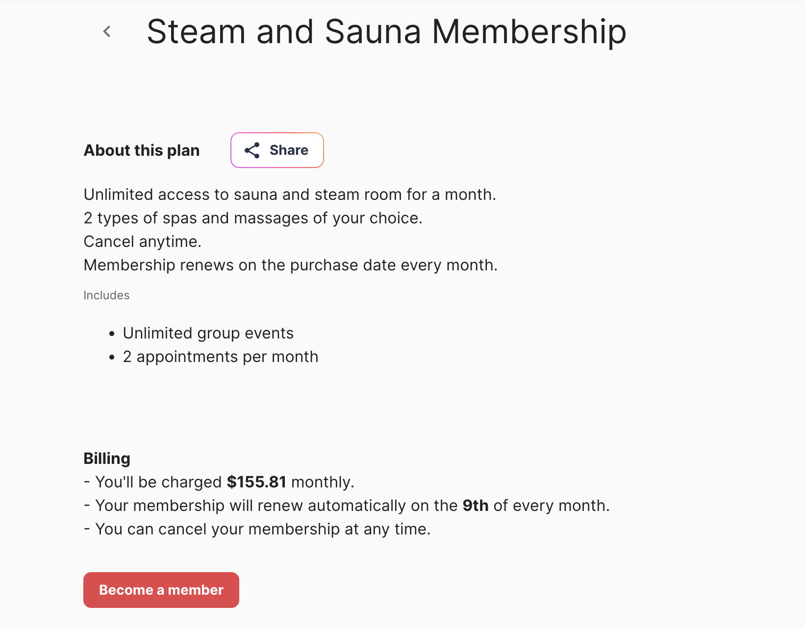 sauna and steam room membership software