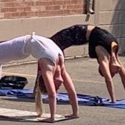 yoga in parking lot