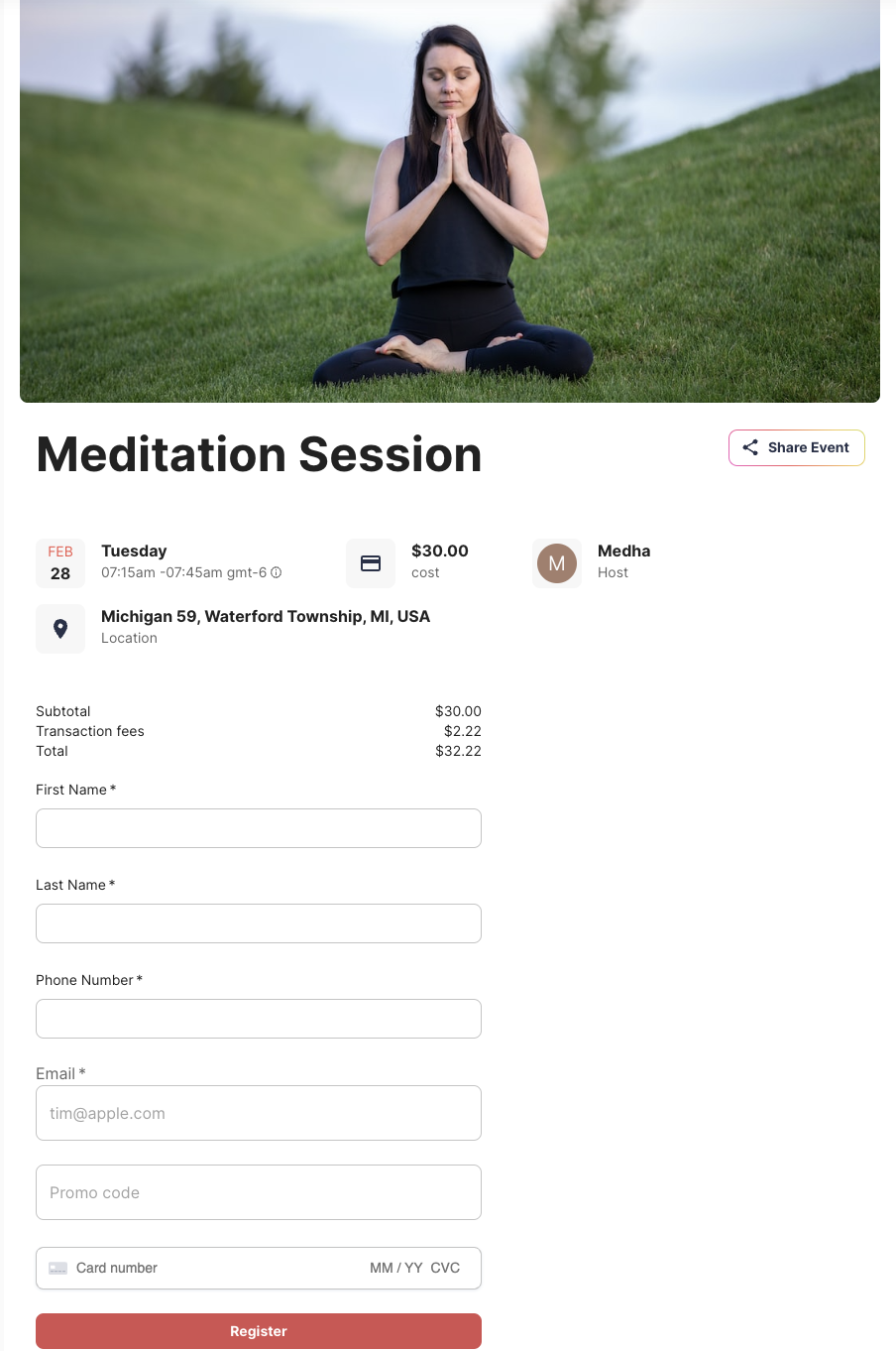 meditation class registration software free